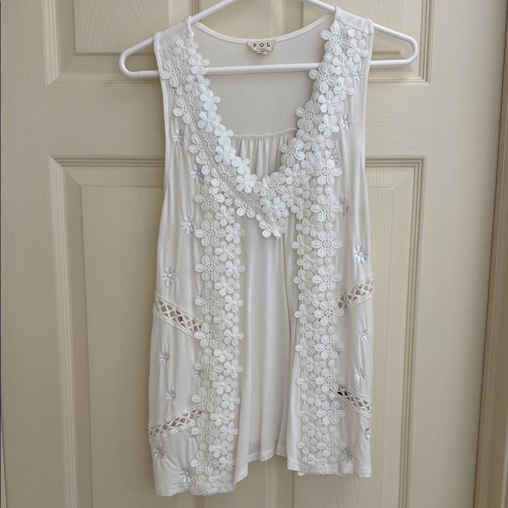 Cute White Sleeveless Summer Top S